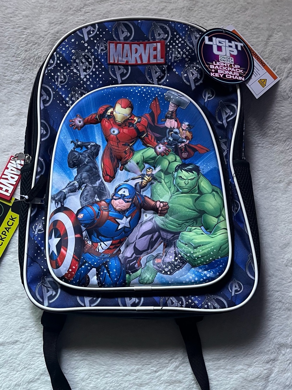 Marvel Kids Blue Avengers Light-Up School Backpack with Characters